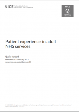 Patient experience in adult NHS services Quality standard [QS15]